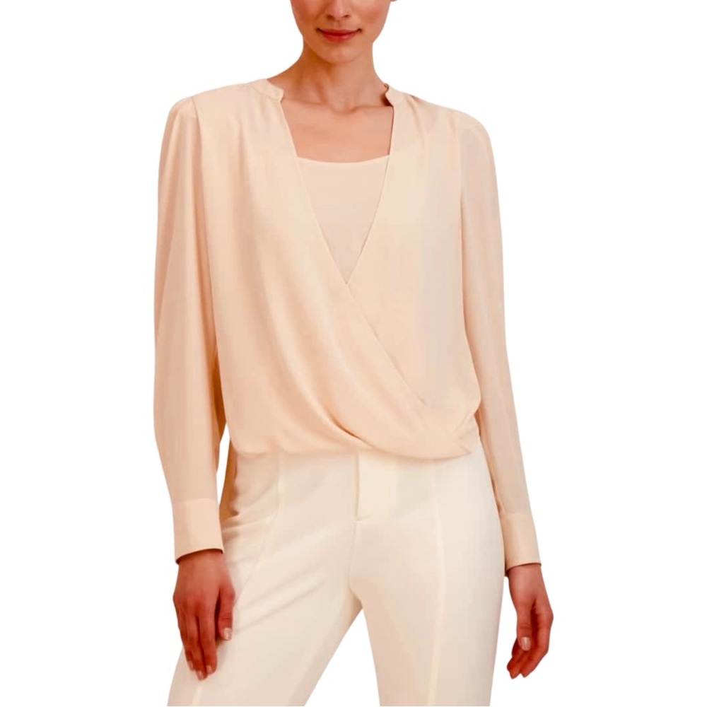 BCBGMAXAZRIA Women's Relaxed  Wrap Top Long Sleeve